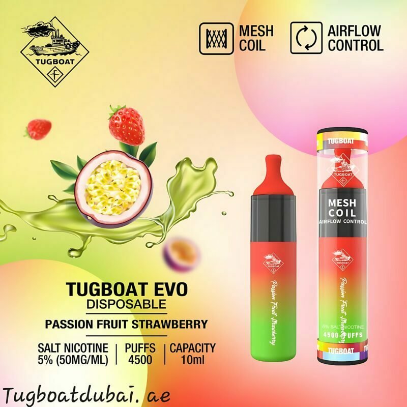 Tugboat Evo Passion Fruit Strawberry 4500 Puffs Disposable Vape